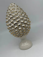 Pigna Ceramica Caltagirone cm H.30 Artigianale Bianco Oro Linea Luis DD CERAMICHE SICILIANE