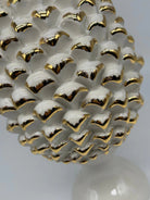 Pigna Ceramica Caltagirone cm H.30 Artigianale Bianco Oro Linea Luis DD CERAMICHE SICILIANE