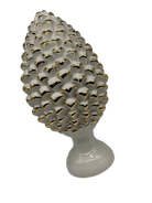 Pigna Ceramica Caltagirone cm H.30 Artigianale Bianco Oro Linea Luis DD CERAMICHE SICILIANE