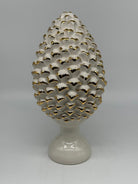 Pigna Ceramica Caltagirone cm H.30 Artigianale Bianco Oro Linea Luis DD CERAMICHE SICILIANE