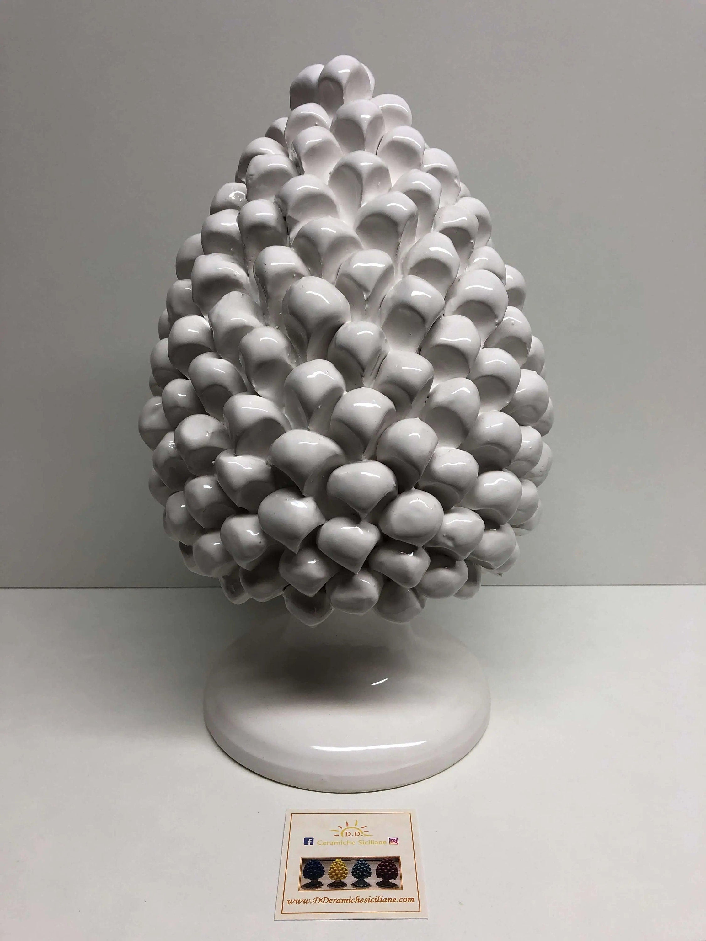 Pigna Ceramica Caltagirone cm H.30 Artigianale Bianco DD CERAMICHE SICILIANE