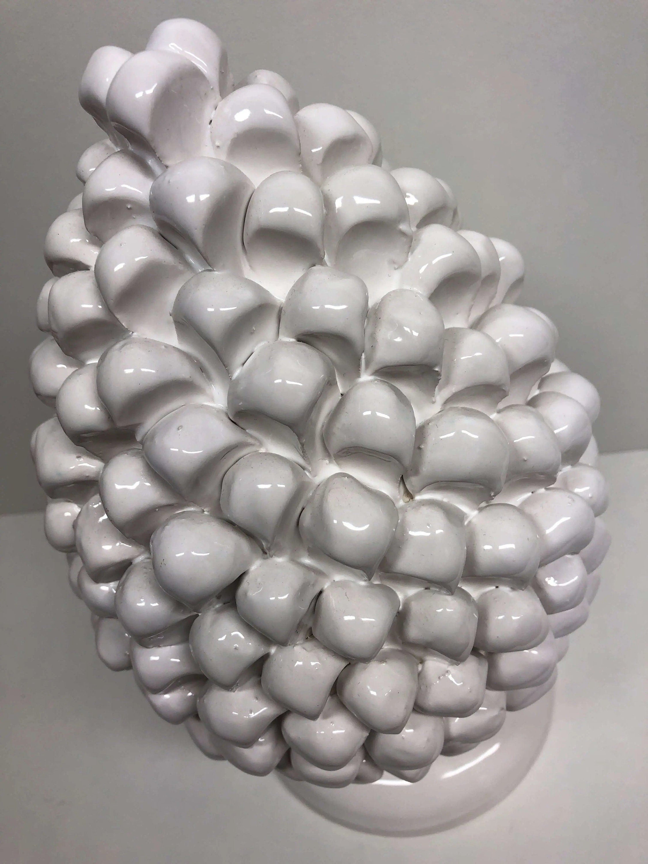 Pigna Ceramica Caltagirone cm H.30 Artigianale Bianco DD CERAMICHE SICILIANE