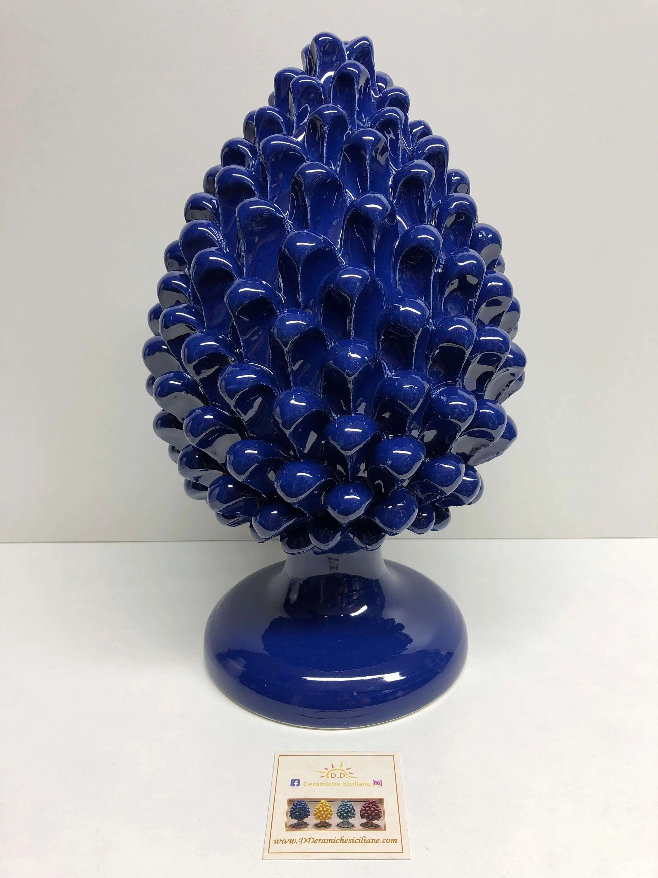 Pigna Ceramica Caltagirone cm H.30 Artigianale Blu Notte DD CERAMICHE SICILIANE