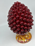 Pigna Ceramica Caltagirone cm H.30 Artigianale Bordeaux Base Decorata DD CERAMICHE SICILIANE