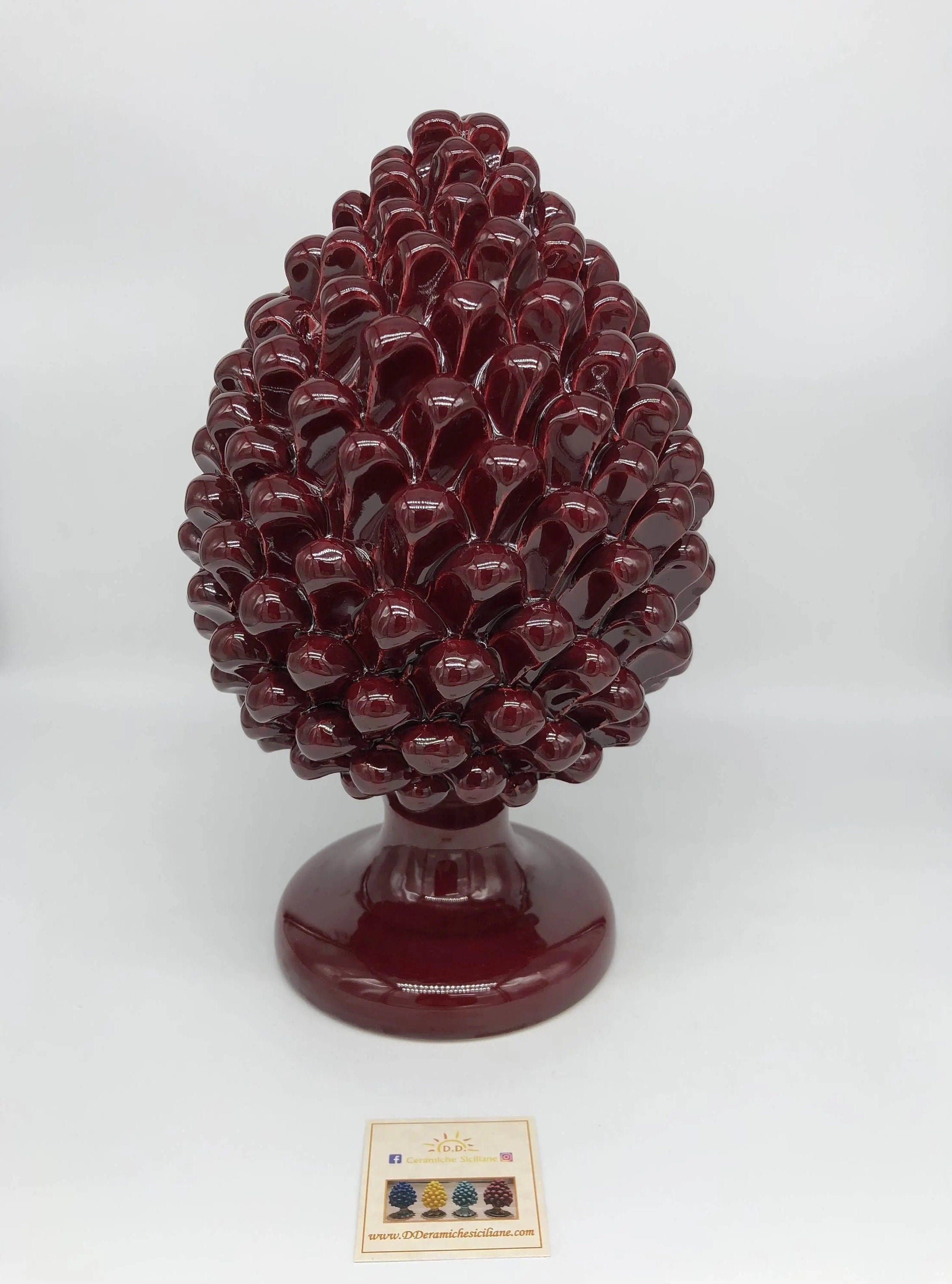 Pigna Ceramica Caltagirone cm H.30 Artigianale Bordeaux DD CERAMICHE SICILIANE