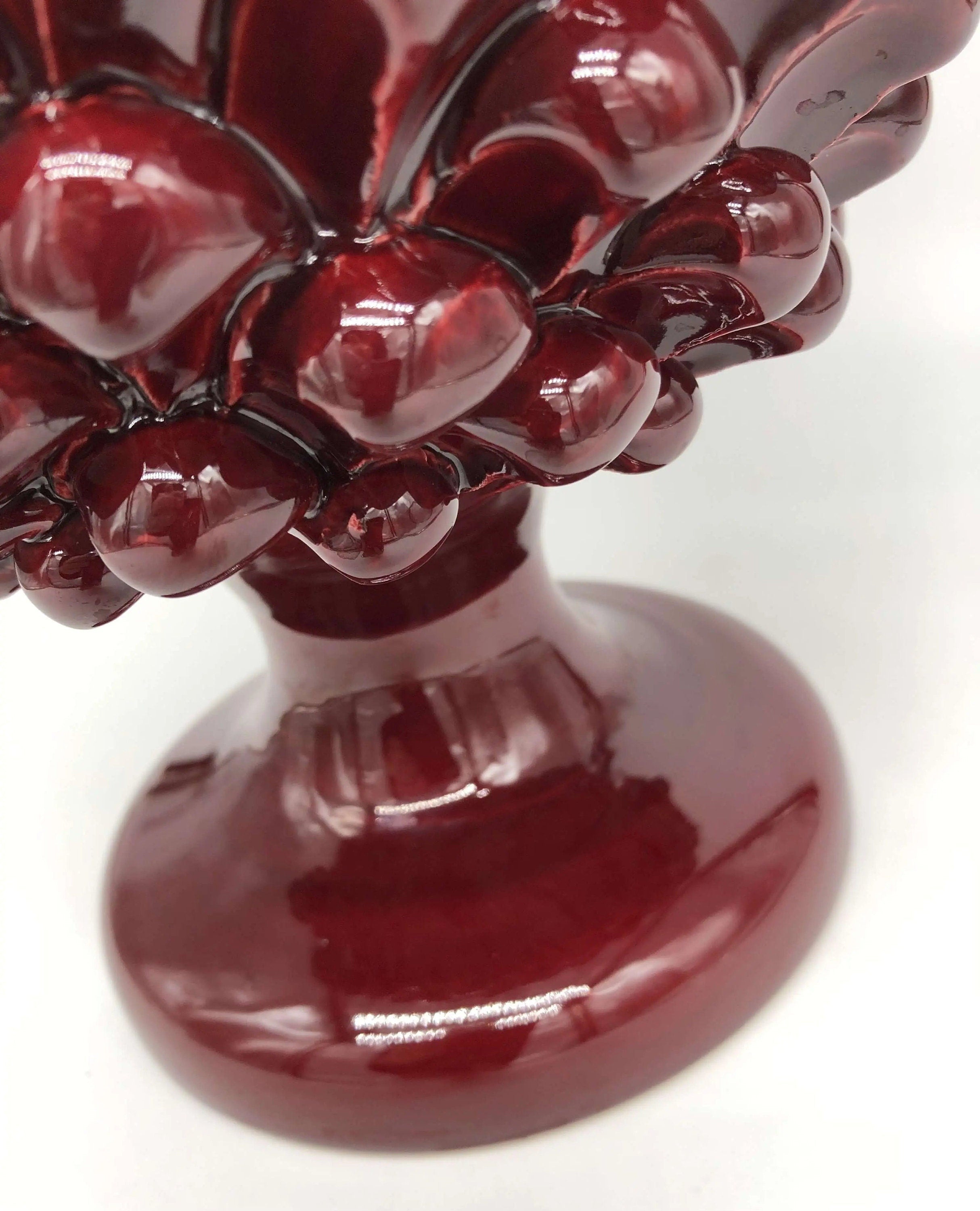 Pigna Ceramica Caltagirone cm H.30 Artigianale Bordeaux DD CERAMICHE SICILIANE