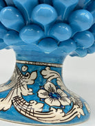 Pigna Ceramica Caltagirone cm H.30 Artigianale Celeste Base Decorata stesso fondo DD CERAMICHE SICILIANE
