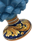 Pigna Ceramica Caltagirone cm H.30 Artigianale Celeste Base Decorata - DD CERAMICHE SICILIANE