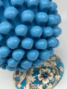 Pigna Ceramica Caltagirone cm H.30 Artigianale Celeste Base Decorata stesso fondo DD CERAMICHE SICILIANE