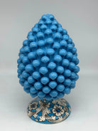 Pigna Ceramica Caltagirone cm H.30 Artigianale Celeste Base Decorata stesso fondo DD CERAMICHE SICILIANE