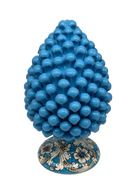 Pigna Ceramica Caltagirone cm H.30 Artigianale Celeste Base Decorata stesso fondo DD CERAMICHE SICILIANE