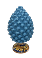 Pigna Ceramica Caltagirone cm H.30 Artigianale Celeste Base Decorata - DD CERAMICHE SICILIANE