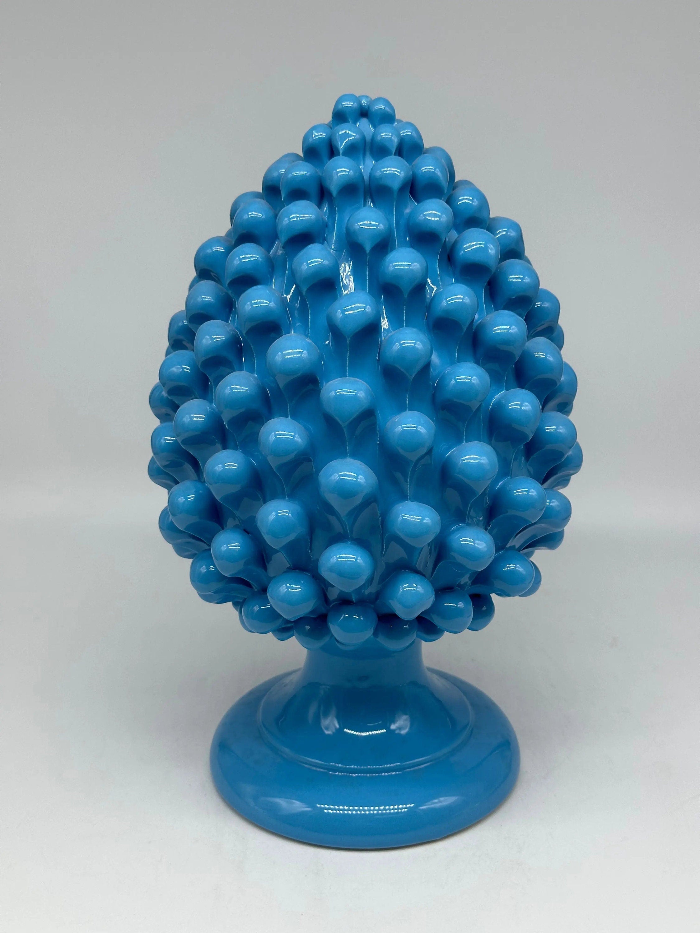 Pigna Ceramica Caltagirone cm H.30 Artigianale Celeste DD CERAMICHE SICILIANE