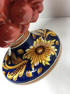 Pigna Ceramica Caltagirone cm H.30 Artigianale Corallo Base Decorata DD CERAMICHE SICILIANE
