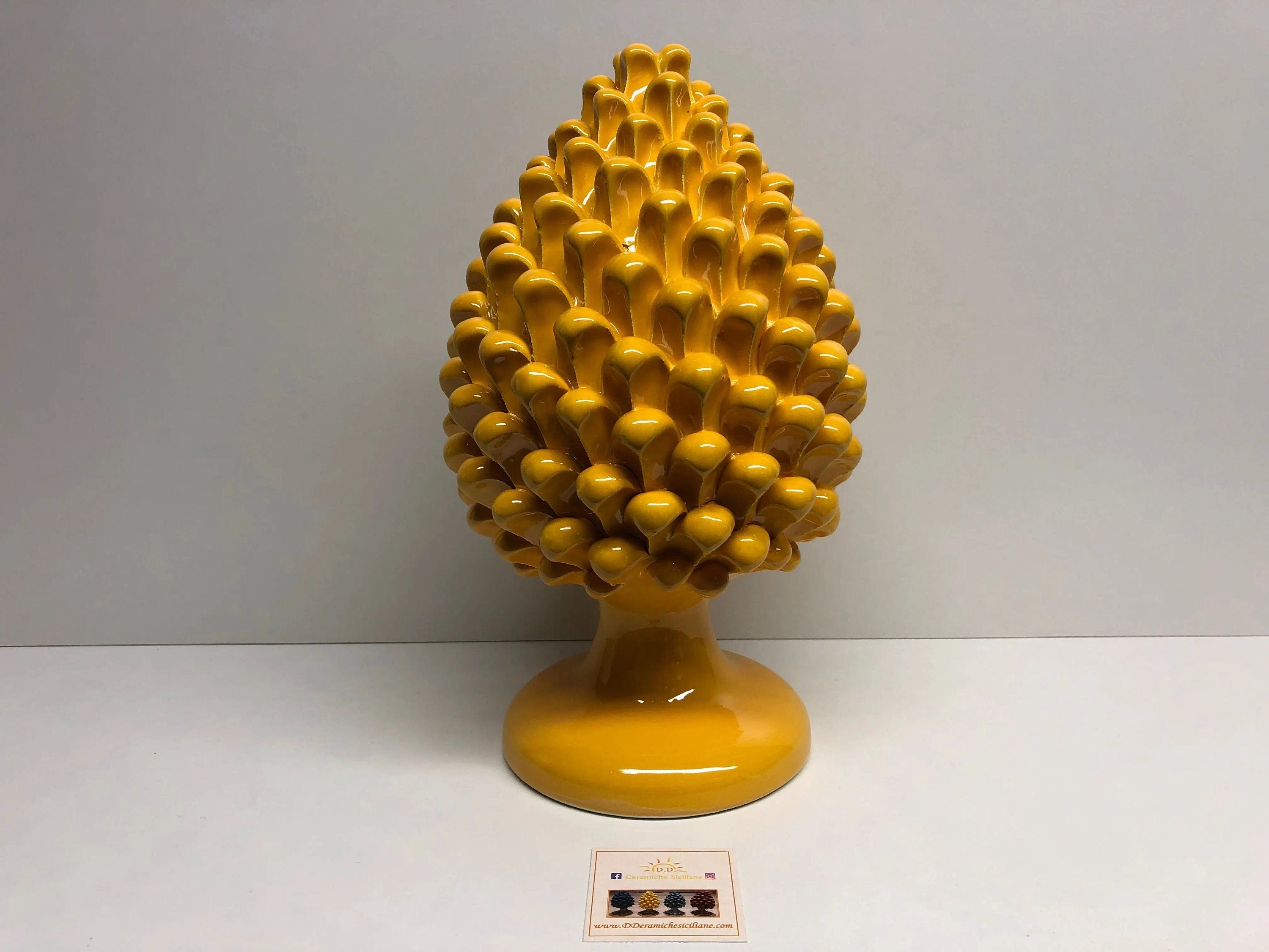 Pigna Ceramica Caltagirone cm H.30 Artigianale Giallo DD CERAMICHE SICILIANE