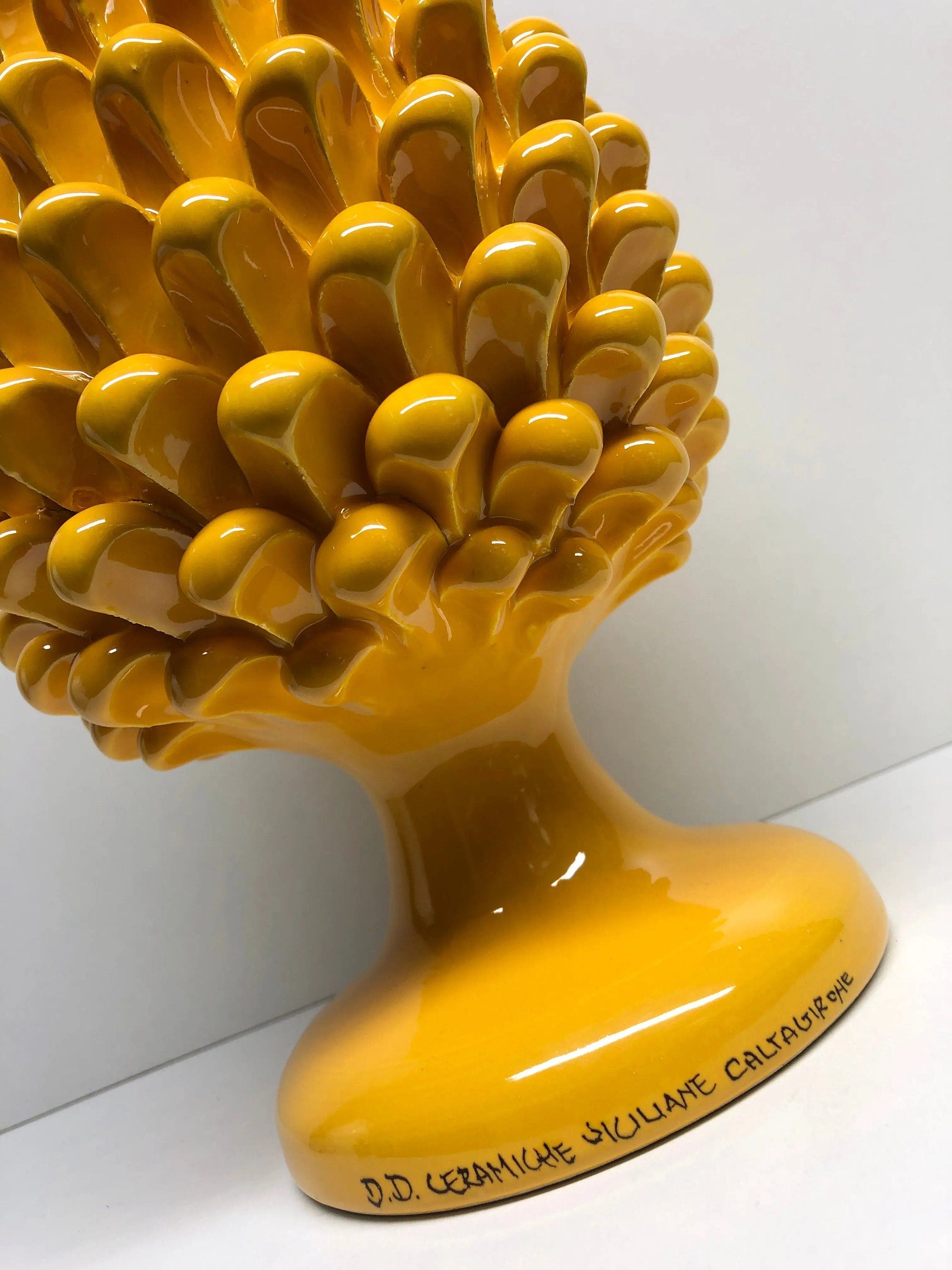 Pigna Ceramica Caltagirone cm H.30 Artigianale Giallo DD CERAMICHE SICILIANE