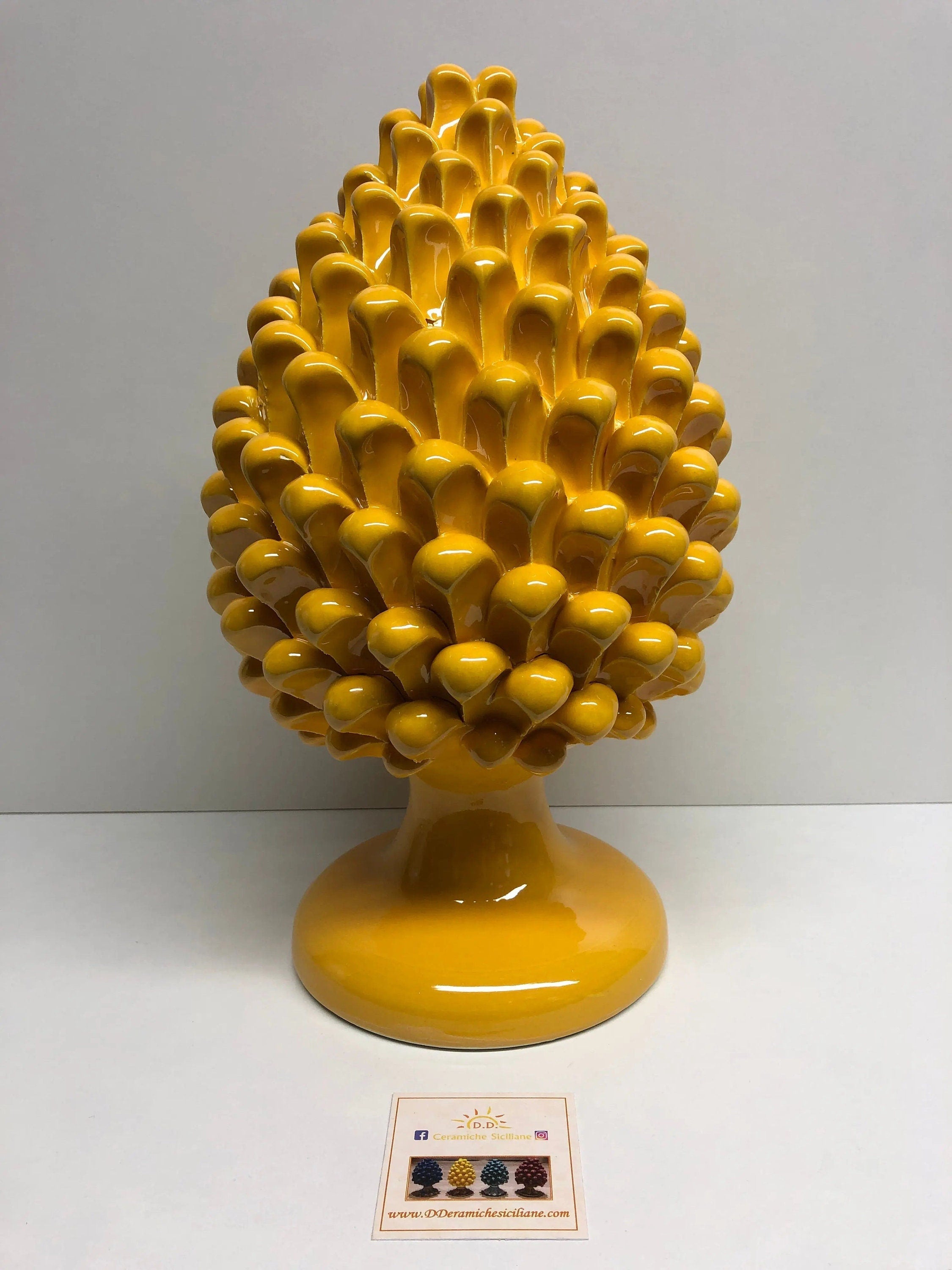 Pigna Ceramica Caltagirone cm H.30 Artigianale Giallo DD CERAMICHE SICILIANE