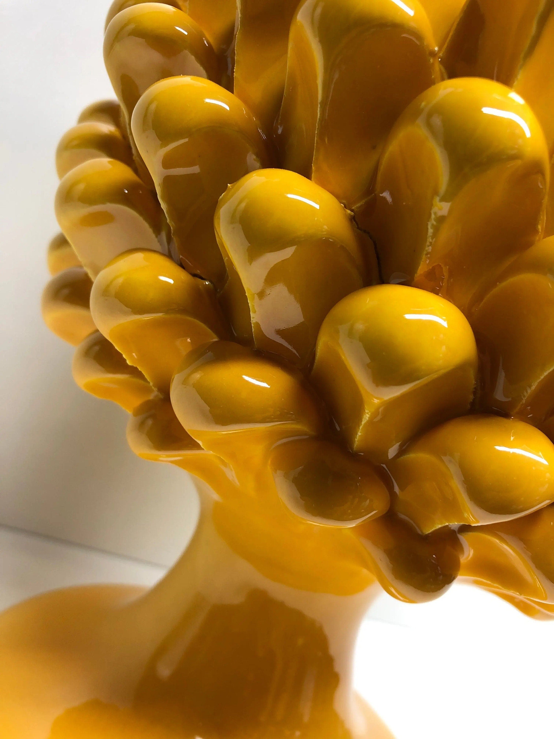 Pigna Ceramica Caltagirone cm H.30 Artigianale Giallo DD CERAMICHE SICILIANE