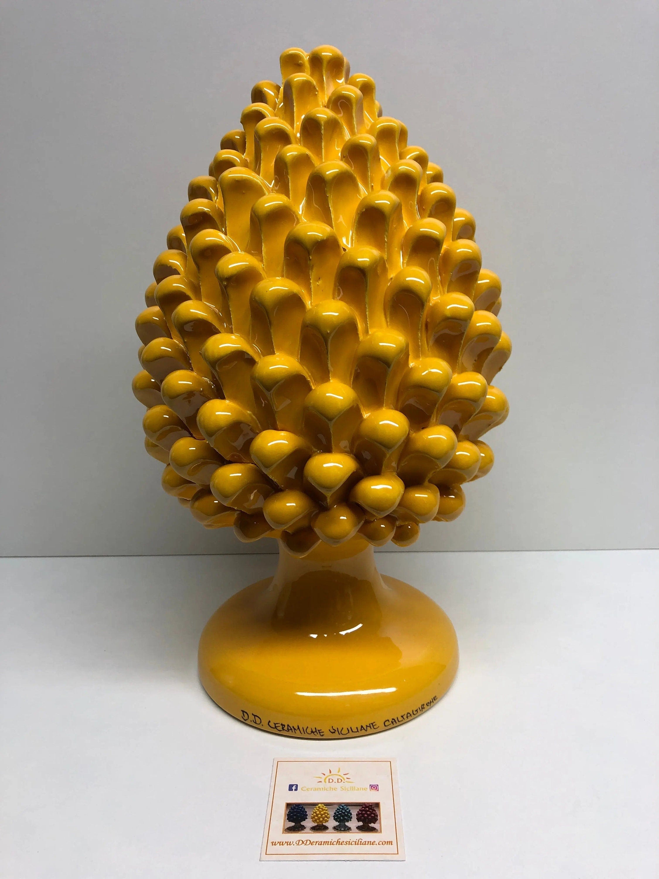Pigna Ceramica Caltagirone cm H.30 Artigianale Giallo DD CERAMICHE SICILIANE