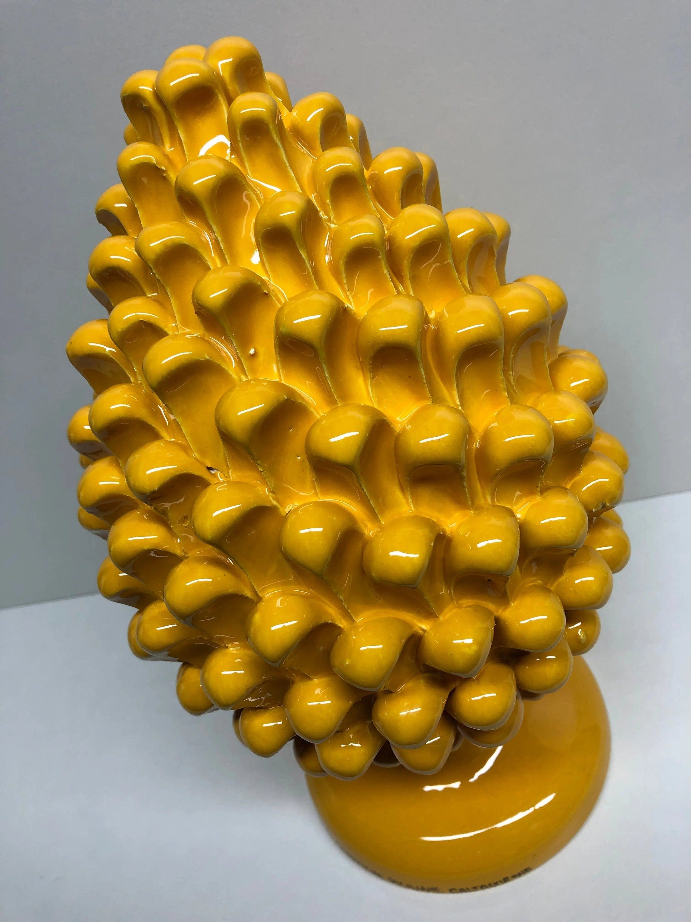 Pigna Ceramica Caltagirone cm H.30 Artigianale Giallo DD CERAMICHE SICILIANE