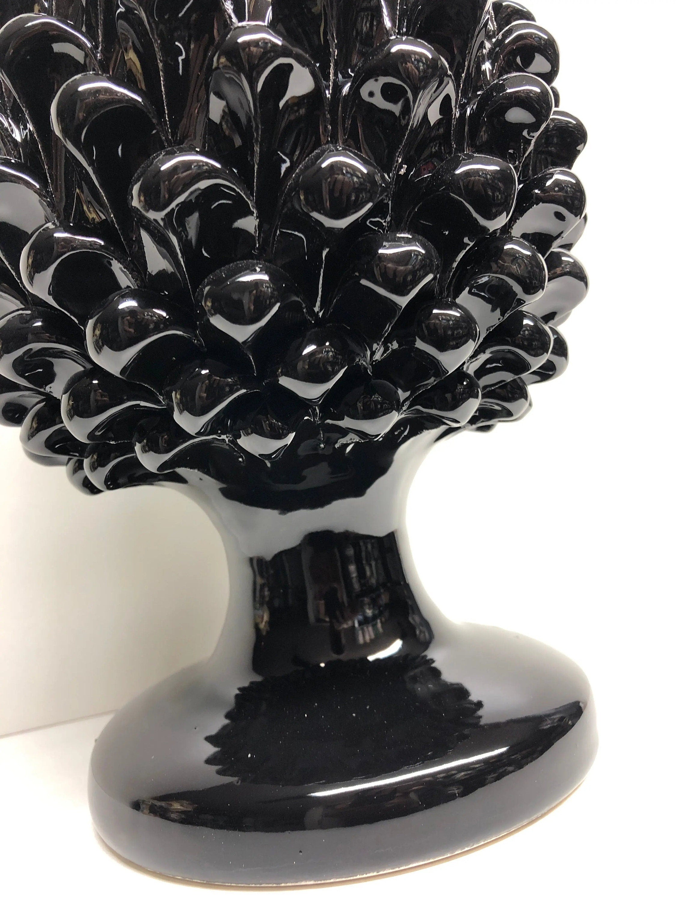 Pigna Ceramica Caltagirone cm H.30 Artigianale Nero DD CERAMICHE SICILIANE