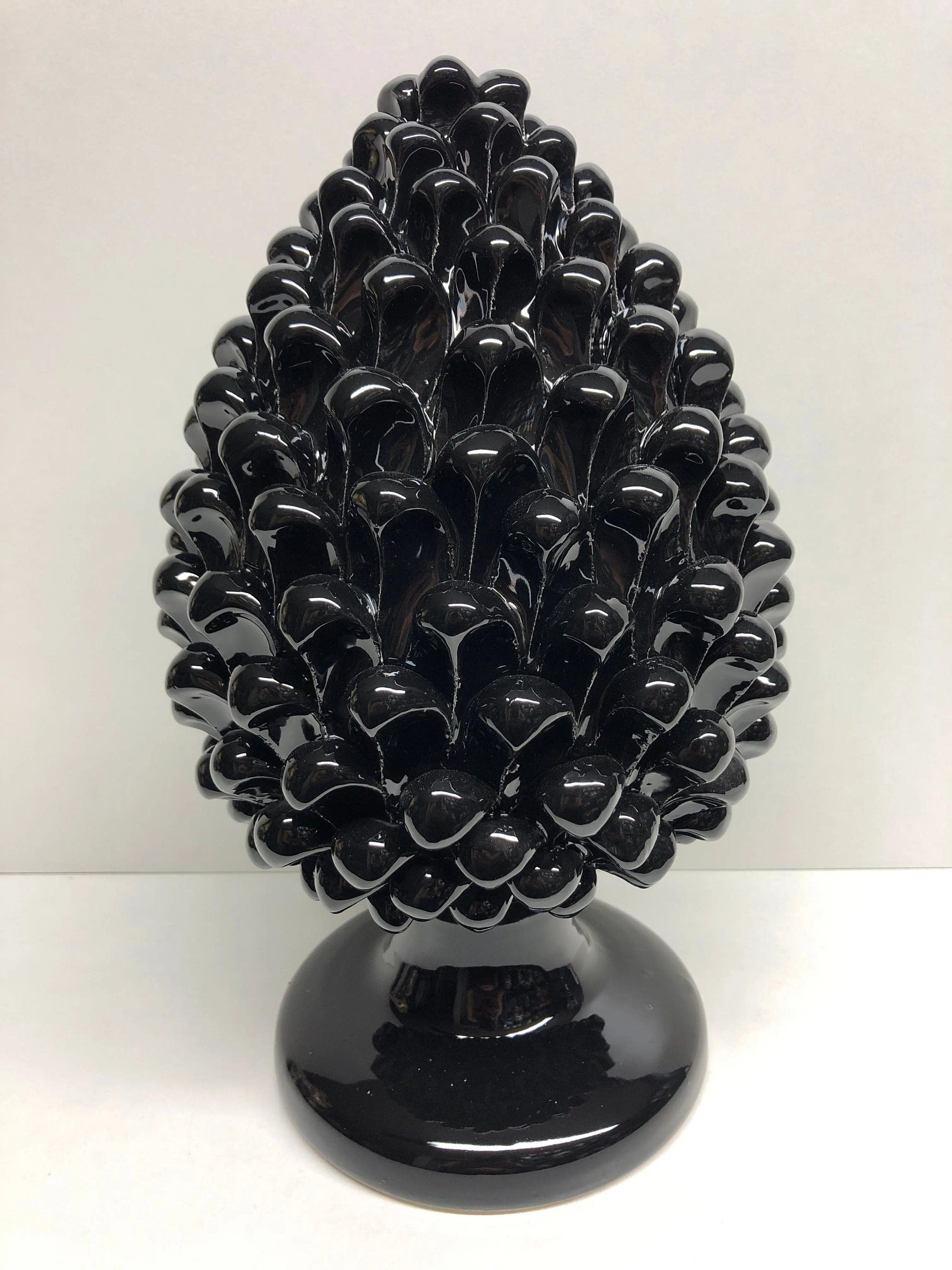 Pigna Ceramica Caltagirone cm H.30 Artigianale Nero DD CERAMICHE SICILIANE