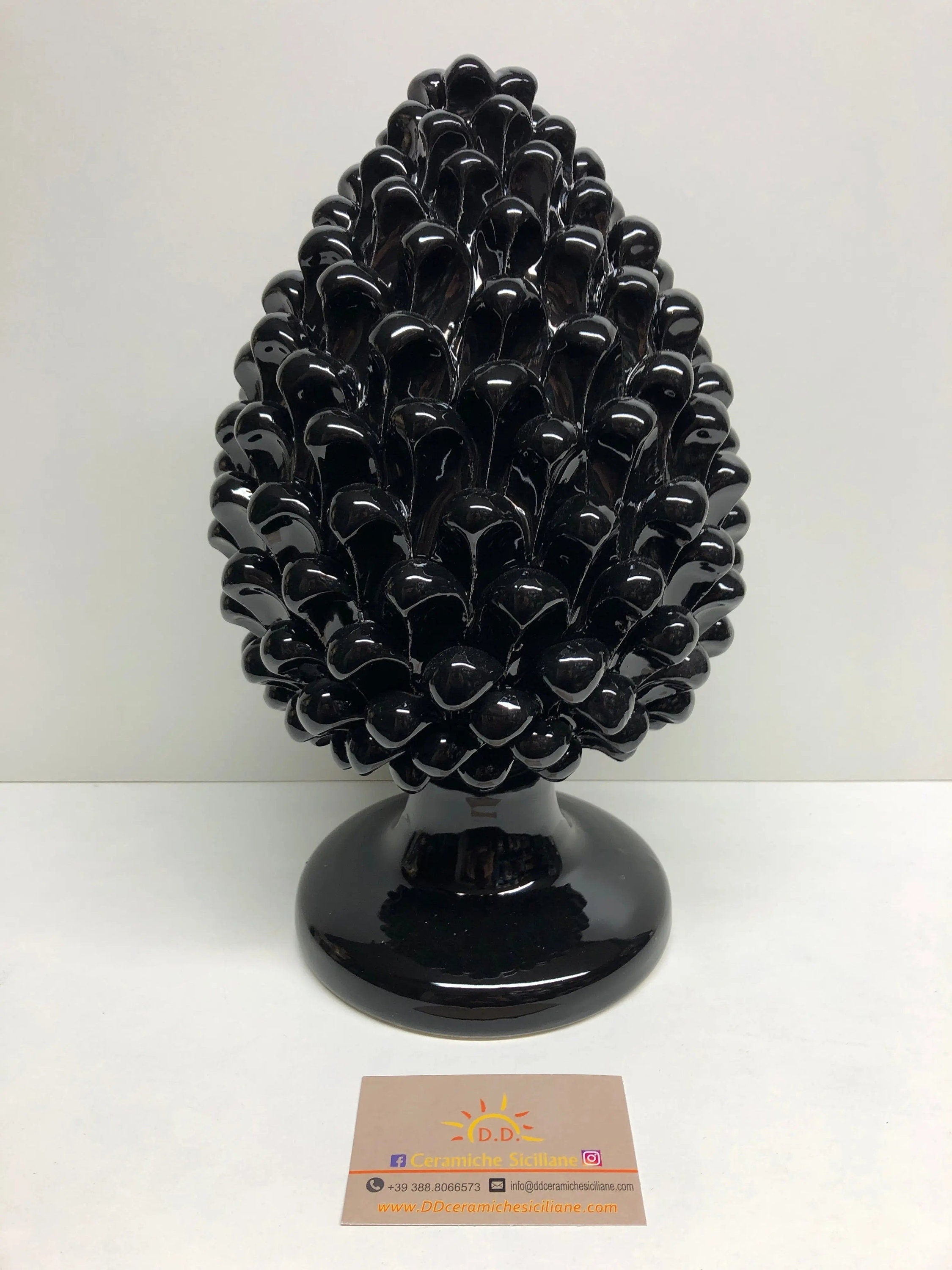 Pigna Ceramica Caltagirone cm H.30 Artigianale Nero DD CERAMICHE SICILIANE