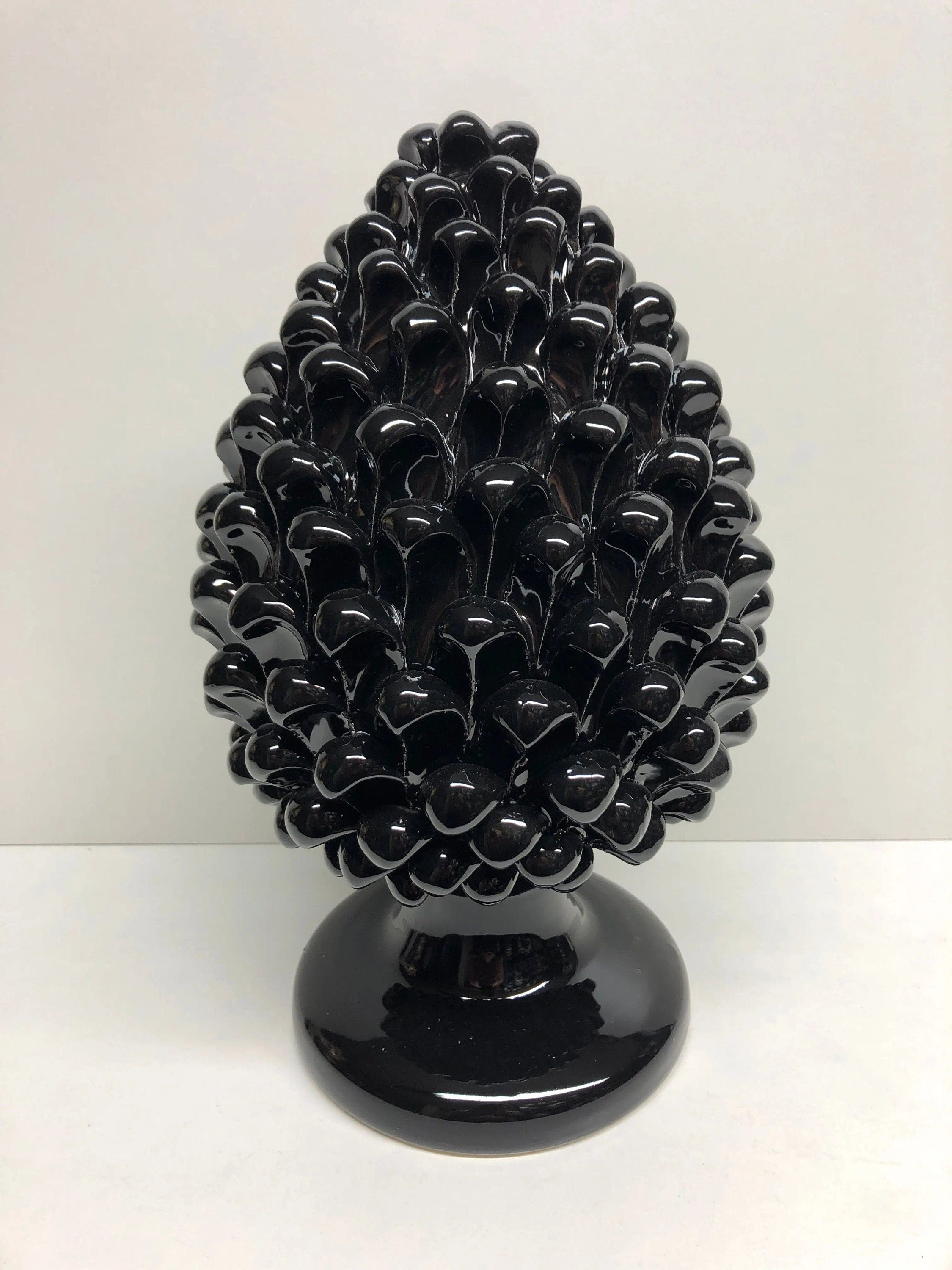 Pigna Ceramica Caltagirone cm H.30 Artigianale Nero DD CERAMICHE SICILIANE