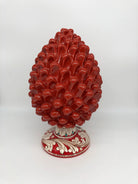 Pigna Ceramica Caltagirone cm H.30 Artigianale Rosso Base Decorata DD CERAMICHE SICILIANE