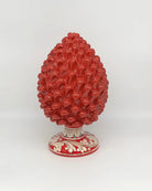 Pigna Ceramica Caltagirone cm H.30 Artigianale Rosso Base Decorata DD CERAMICHE SICILIANE
