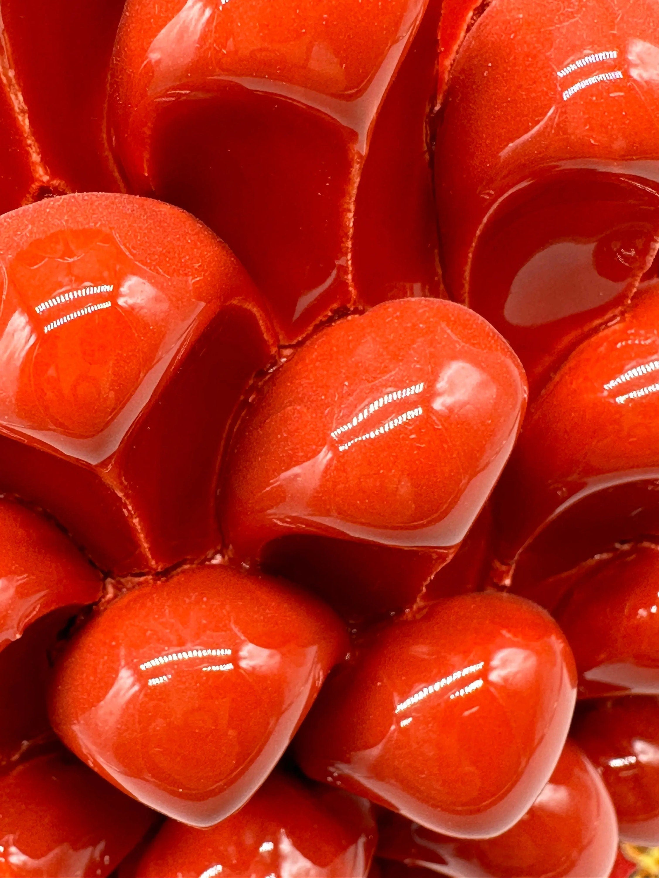 Pigna Ceramica Caltagirone cm H.30 Artigianale Rosso Base Decorata Giglio DD CERAMICHE SICILIANE