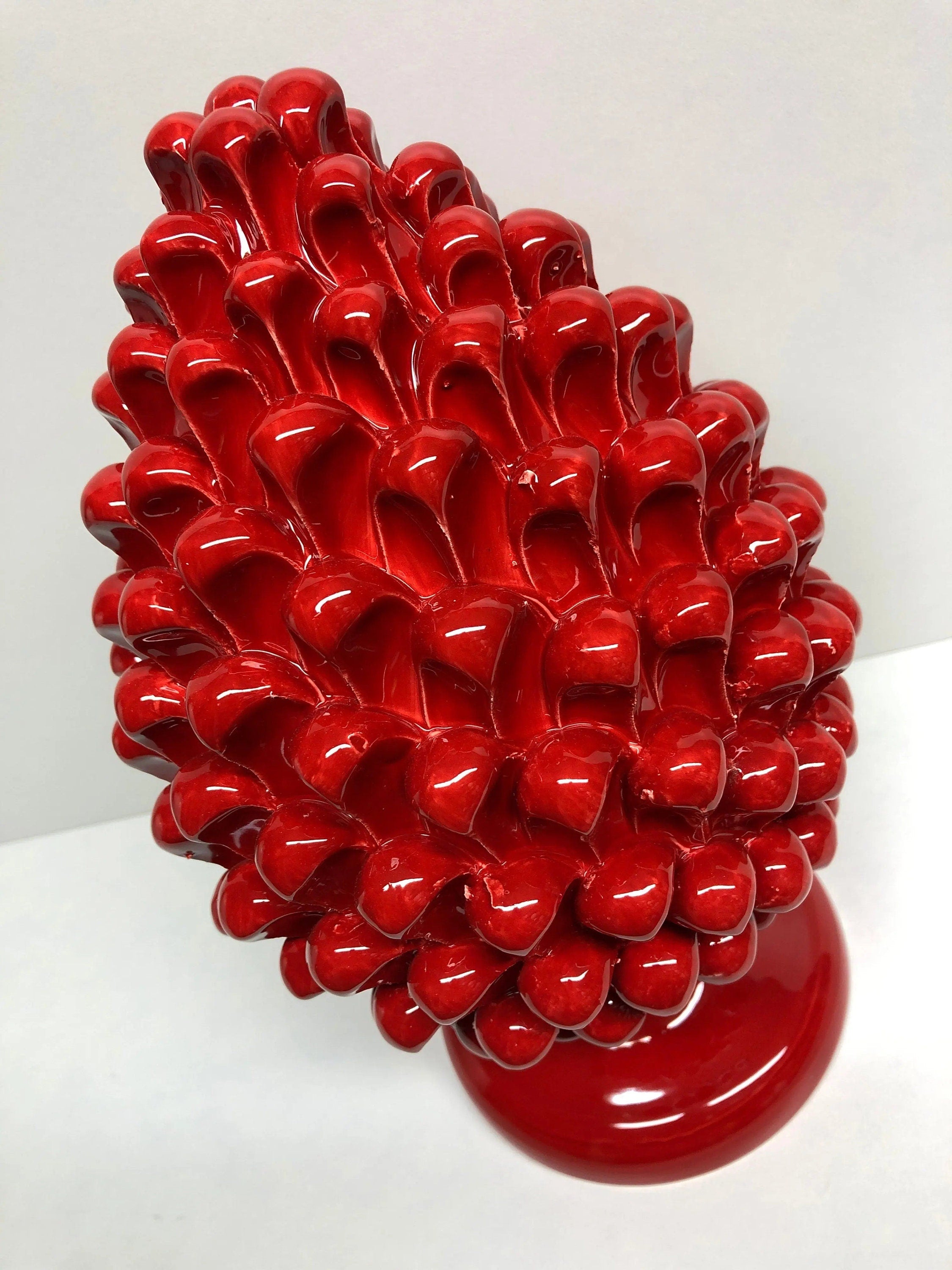 Pigna Ceramica Caltagirone cm H.30 Artigianale Rosso DD CERAMICHE SICILIANE