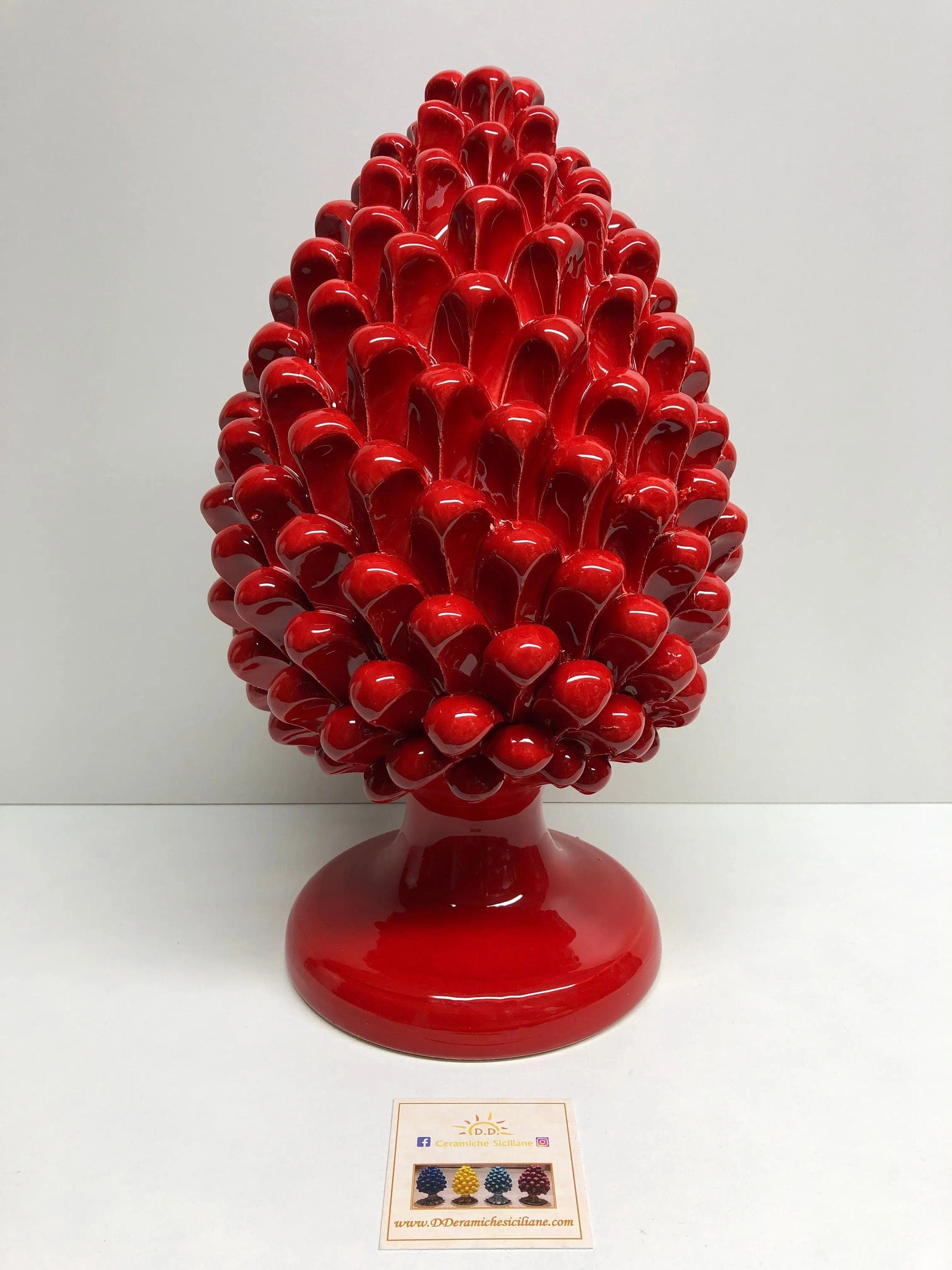 Pigna Ceramica Caltagirone cm H.30 Artigianale Rosso DD CERAMICHE SICILIANE