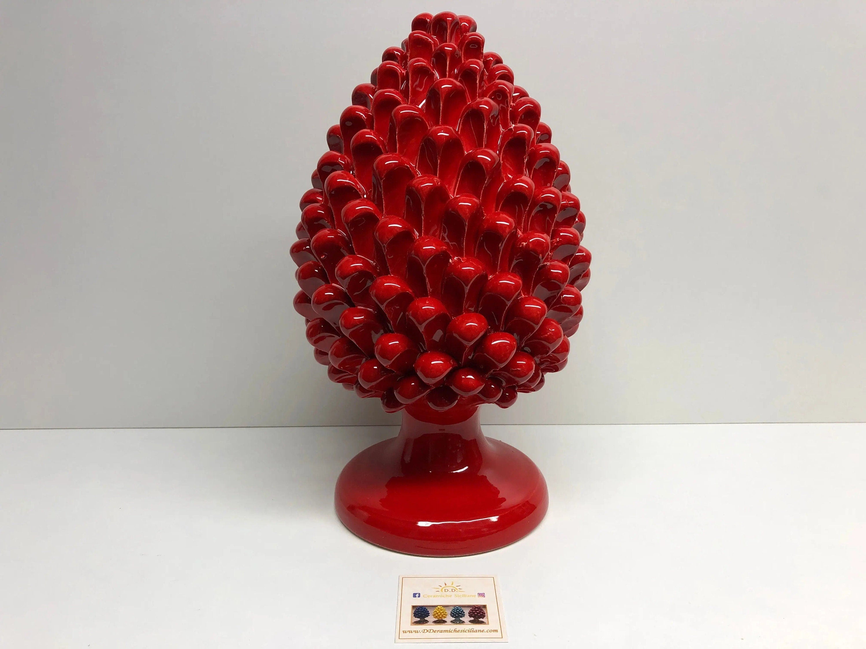 Pigna Ceramica Caltagirone cm H.30 Artigianale Rosso DD CERAMICHE SICILIANE