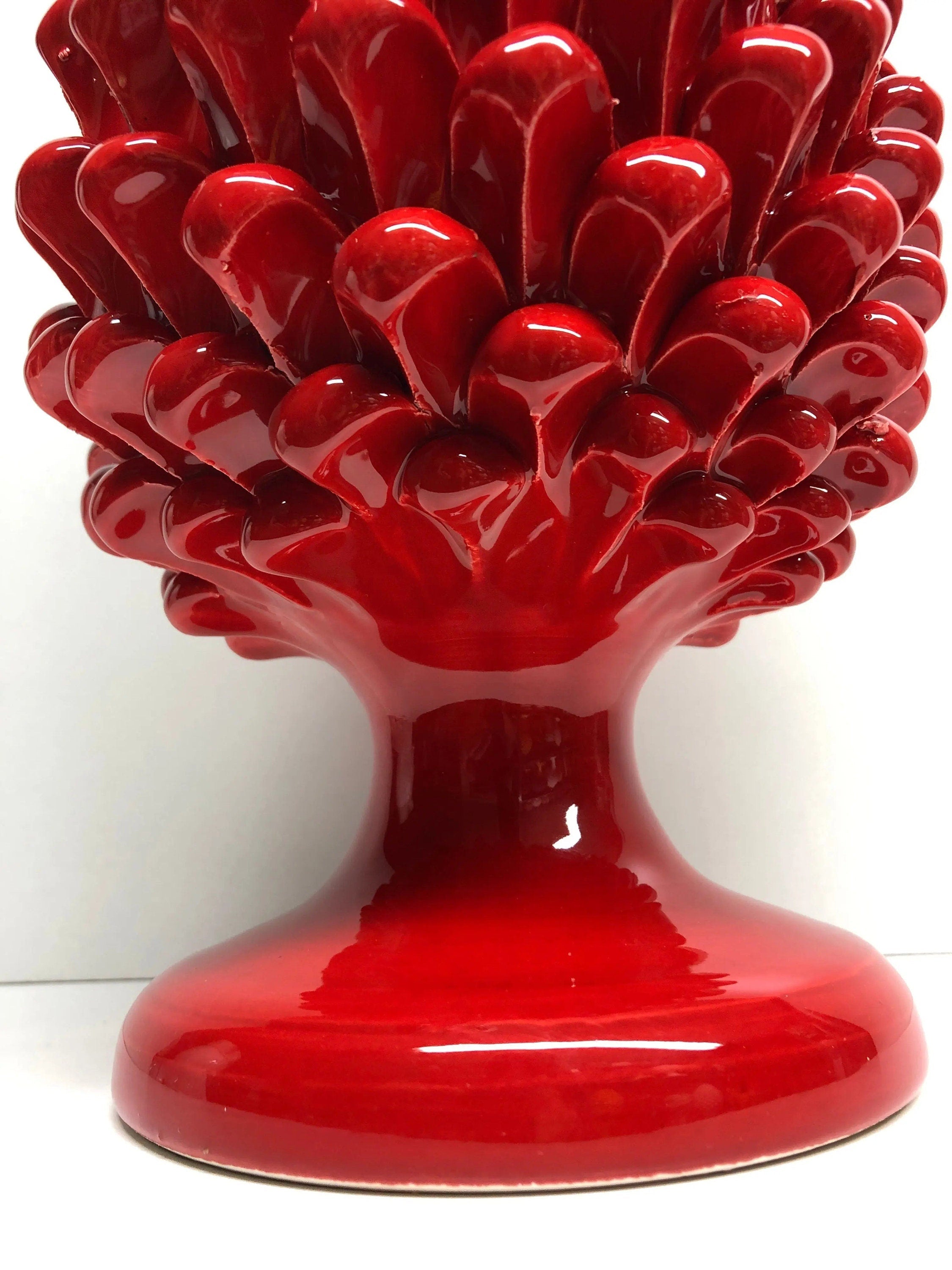 Pigna Ceramica Caltagirone cm H.30 Artigianale Rosso DD CERAMICHE SICILIANE