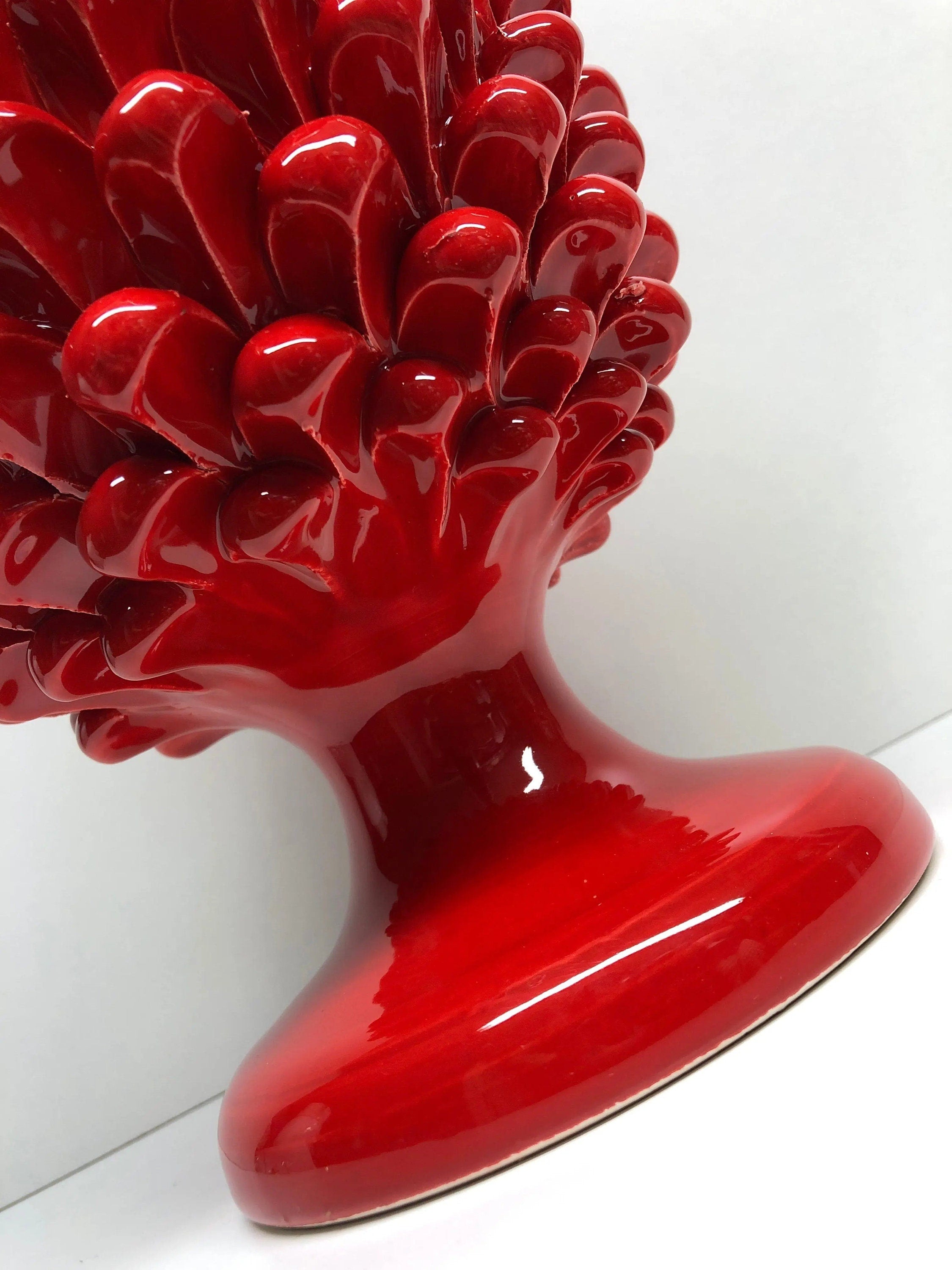 Pigna Ceramica Caltagirone cm H.30 Artigianale Rosso DD CERAMICHE SICILIANE