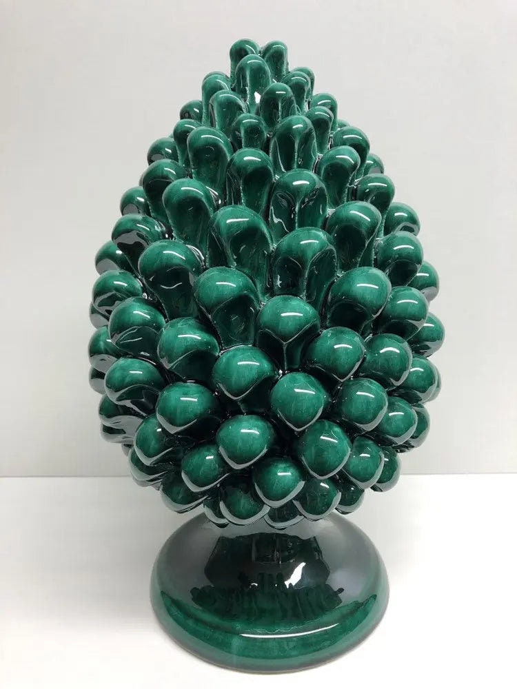 Pigna Ceramica Caltagirone cm H.30 Artigianale Verde Cristallo DD CERAMICHE SICILIANE