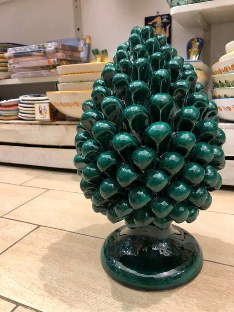 Pigna Ceramica Caltagirone cm H.30 Artigianale Verde Cristallo DD CERAMICHE SICILIANE