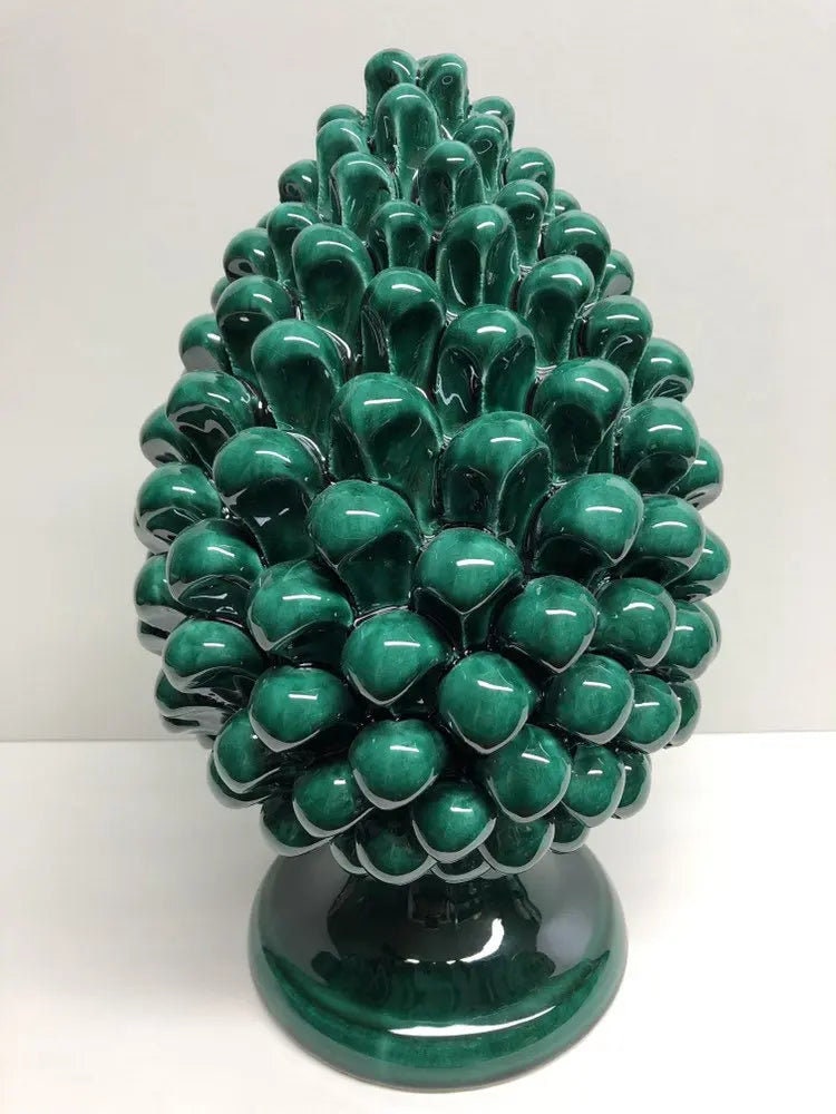 Pigna Ceramica Caltagirone cm H.30 Artigianale Verde Cristallo DD CERAMICHE SICILIANE