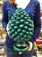 Pigna Ceramica Caltagirone cm H.30 Artigianale Verde Cristallo DD CERAMICHE SICILIANE