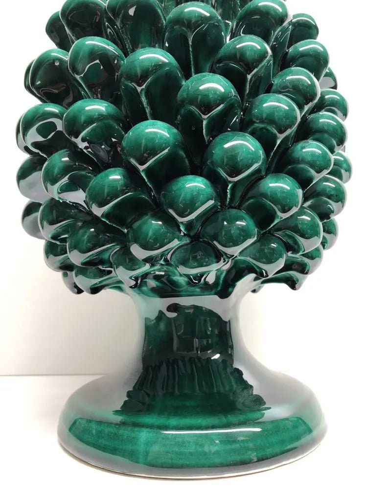 Pigna Ceramica Caltagirone cm H.30 Artigianale Verde Cristallo DD CERAMICHE SICILIANE