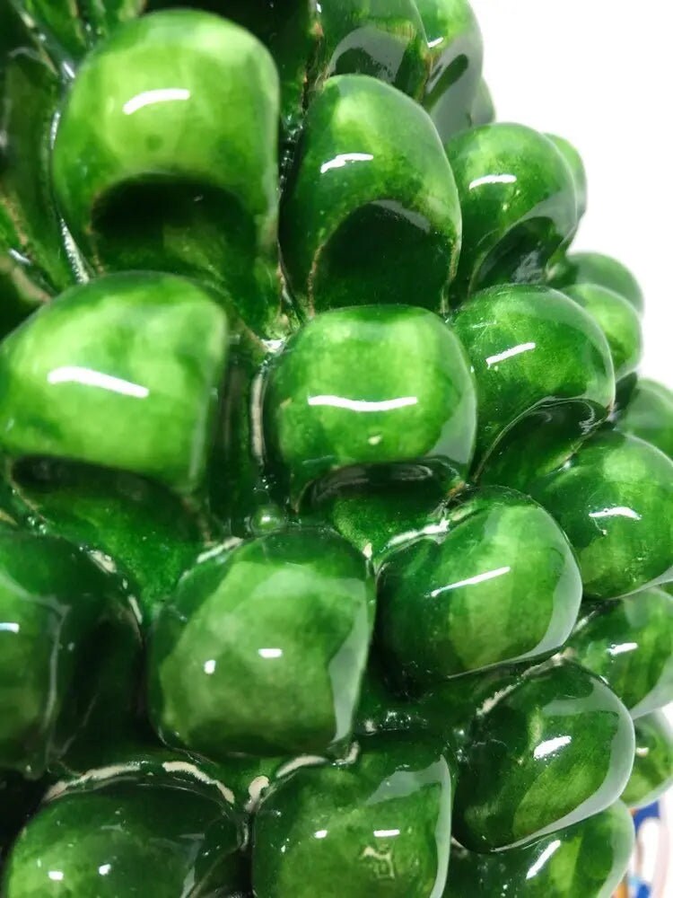 Pigna Ceramica Caltagirone cm H.30 Artigianale Verde Prato Base Decorata DD CERAMICHE SICILIANE