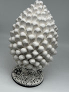 Pigna Ceramica Caltagirone cm H.35 Artigianale Bianca Base Decorata - PIGNA