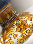 Pigna Ceramica Caltagirone cm H.35 Artigianale Blu Antico Base Decorata DD CERAMICHE SICILIANE