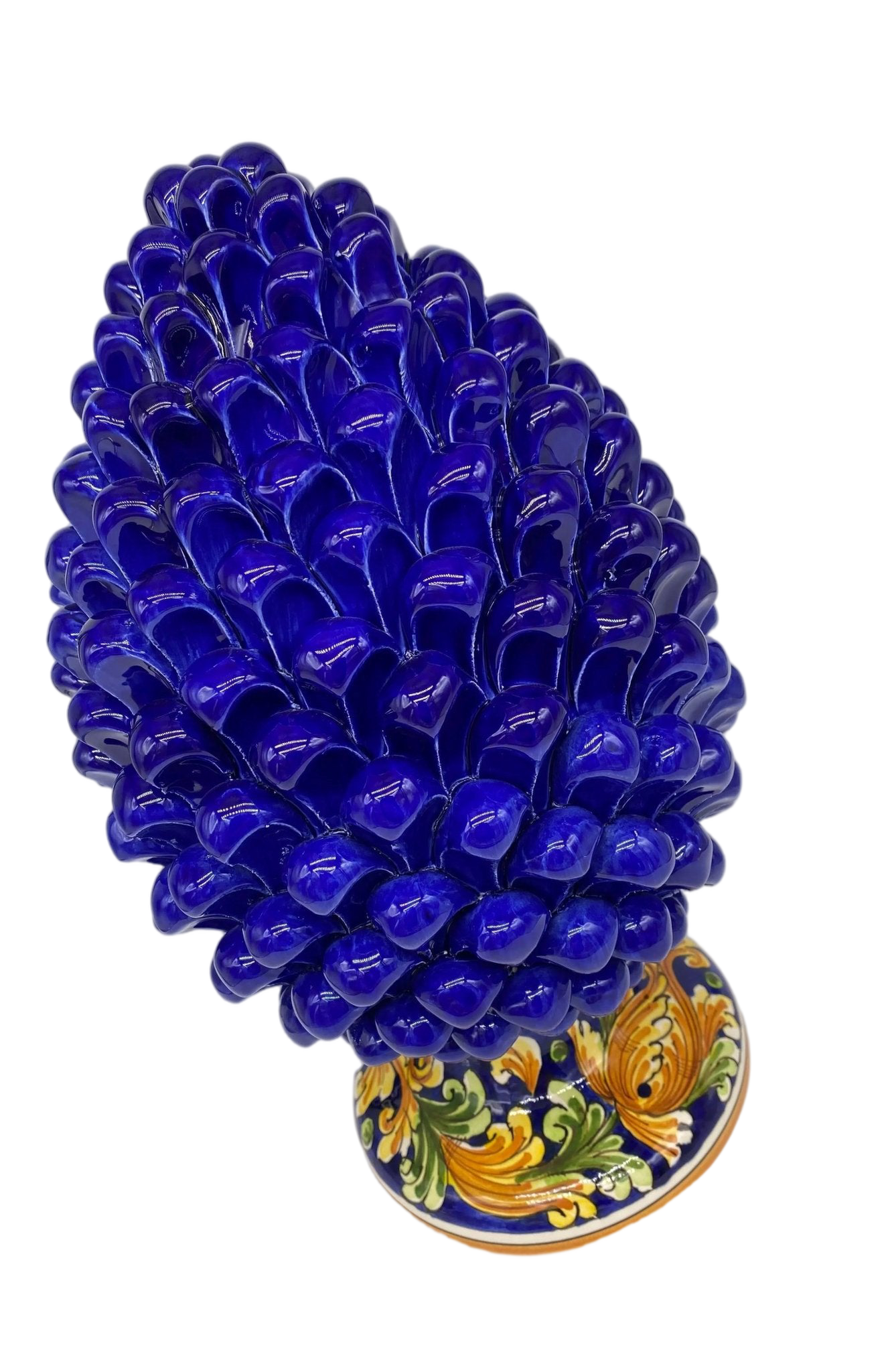 Pigna Ceramica Caltagirone cm H.35 Artigianale Blu Base Decorata - DD CERAMICHE SICILIANE