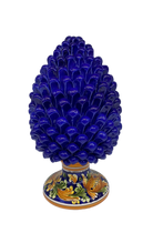 Pigna Ceramica Caltagirone cm H.35 Artigianale Blu Base Decorata - DD CERAMICHE SICILIANE