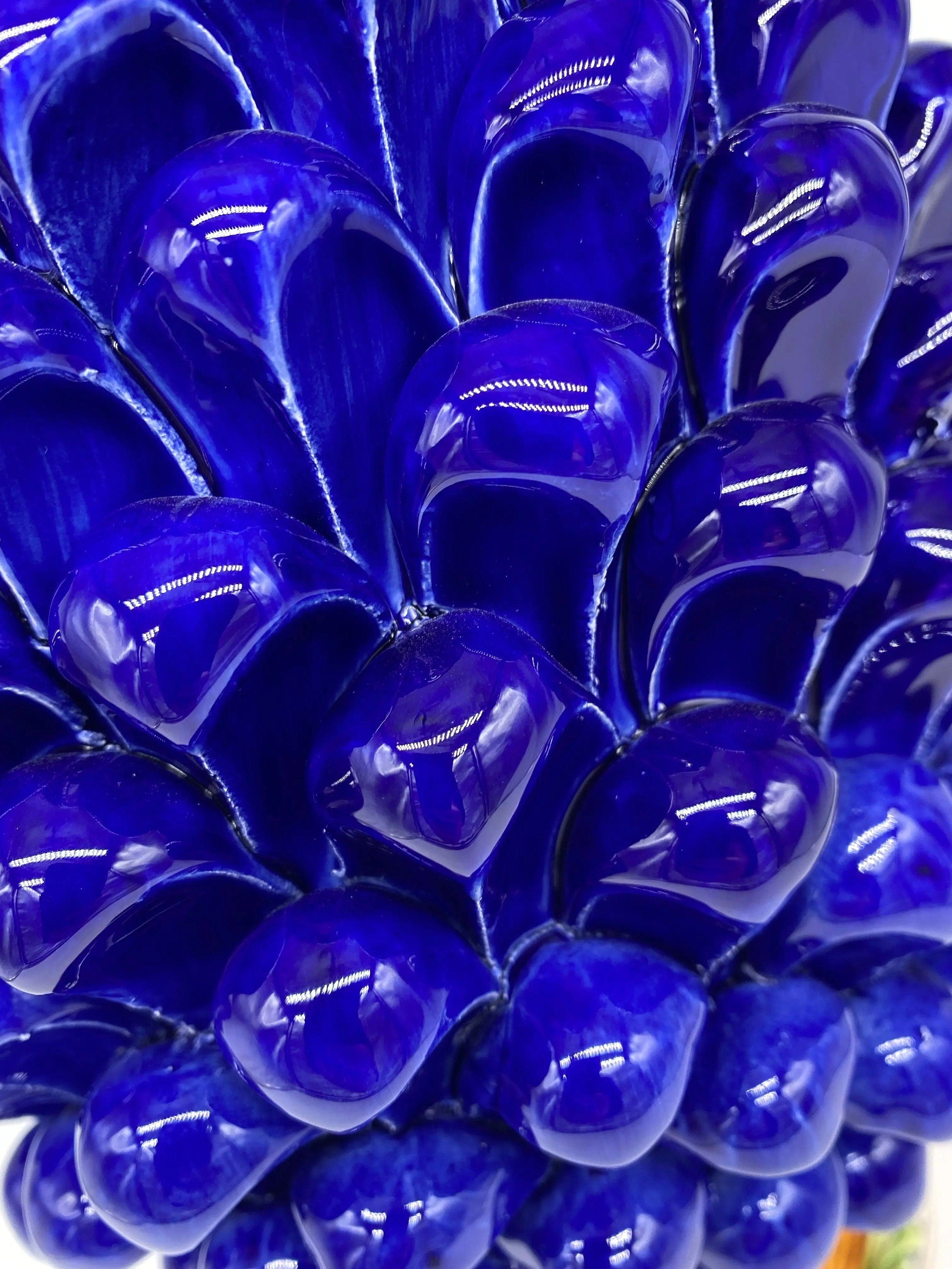 Pigna Ceramica Caltagirone cm H.35 Artigianale Blu Base Decorata DD CERAMICHE SICILIANE