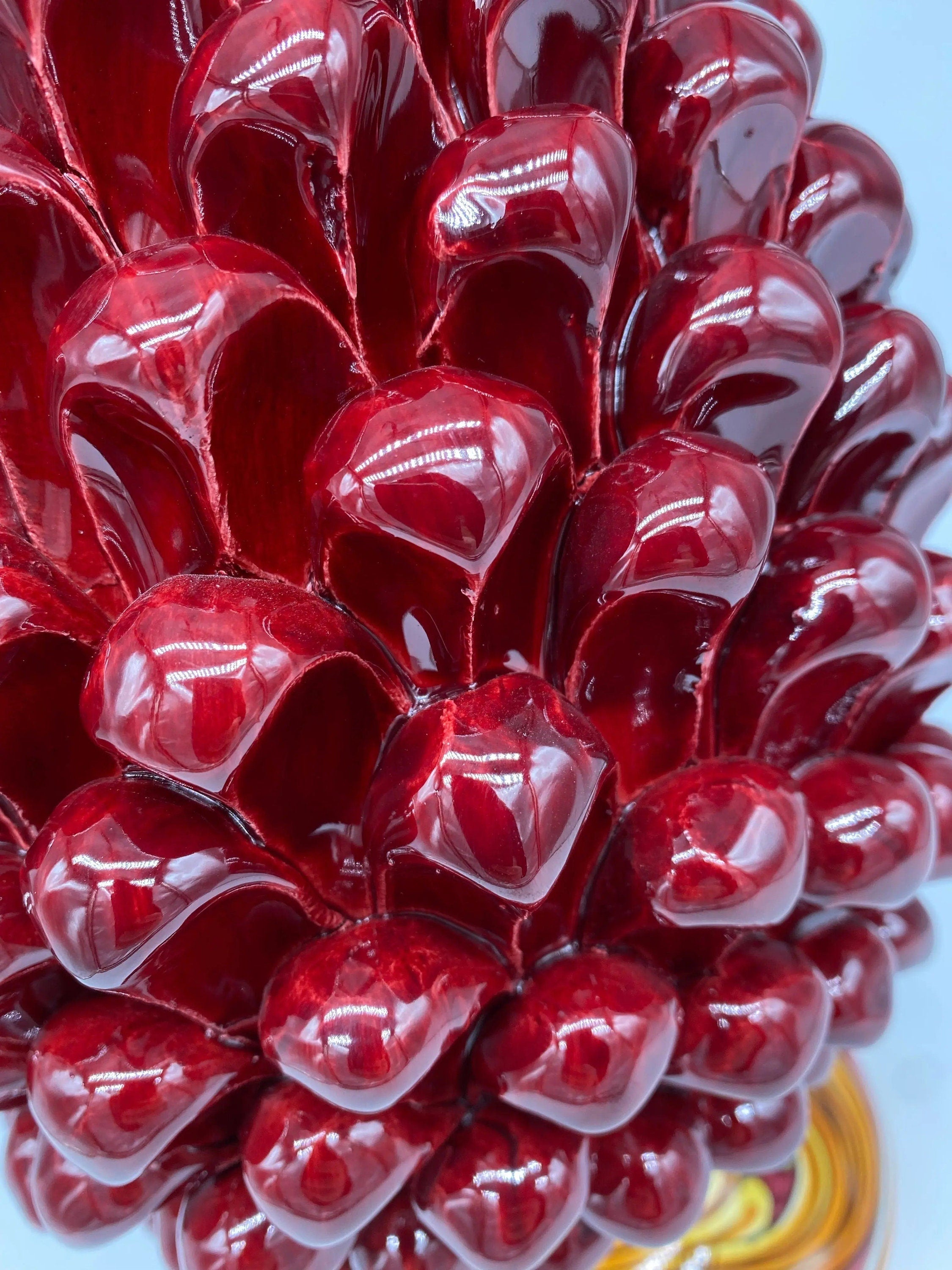 Pigna Ceramica Caltagirone cm H.35 Artigianale Bordeaux Base Decorata DD CERAMICHE SICILIANE