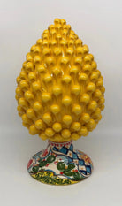 Pigna Ceramica Caltagirone cm H.35 Artigianale Giallo Base Decorata 2020 DD CERAMICHE SICILIANE