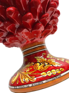 Pigna Ceramica Caltagirone cm H.35 Artigianale Rosso Base Decorata Giglio - DD CERAMICHE SICILIANE